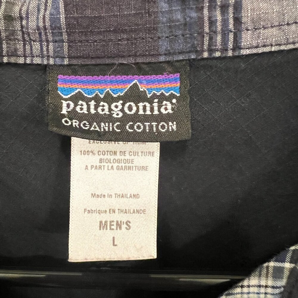 Patagonia Blue Green Plaid Long Sleeve Button Down Shirt Large - Picture 2 of 7